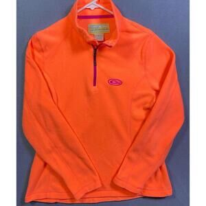 Lady Drake 1/4 Zip Fleece Pullover Polyester Orange Womens Large Outdoors Hiking